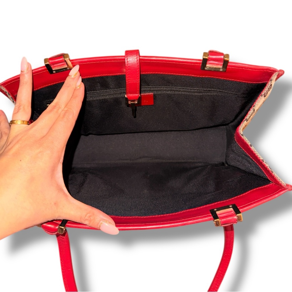Gucci GG Canvas & Red Leather Jackie O Tote – Vintage, Excellent Condition - Picture 9 of 10